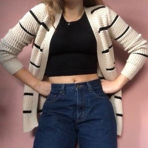 5/$30 tan and black striped cardigan sweater